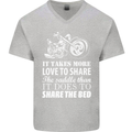 Share the Saddle Motorcycle Motorbike Biker Mens V-Neck Cotton T-Shirt Sports Grey