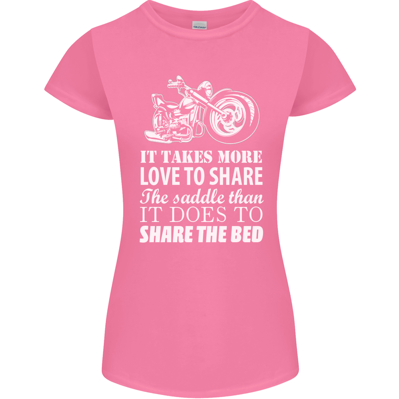 Share the Saddle Motorcycle Motorbike Biker Womens Petite Cut T-Shirt Azalea
