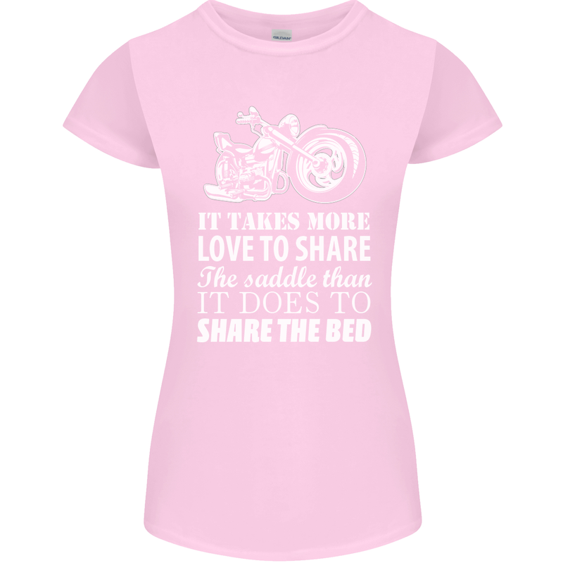 Share the Saddle Motorcycle Motorbike Biker Womens Petite Cut T-Shirt Light Pink