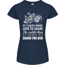 Share the Saddle Motorcycle Motorbike Biker Womens Petite Cut T-Shirt Navy Blue