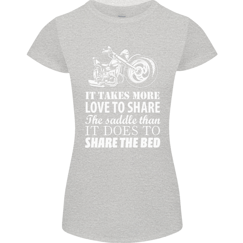 Share the Saddle Motorcycle Motorbike Biker Womens Petite Cut T-Shirt Sports Grey