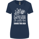 Share the Saddle Motorcycle Motorbike Biker Womens Wider Cut T-Shirt Navy Blue