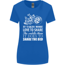 Share the Saddle Motorcycle Motorbike Biker Womens Wider Cut T-Shirt Royal Blue
