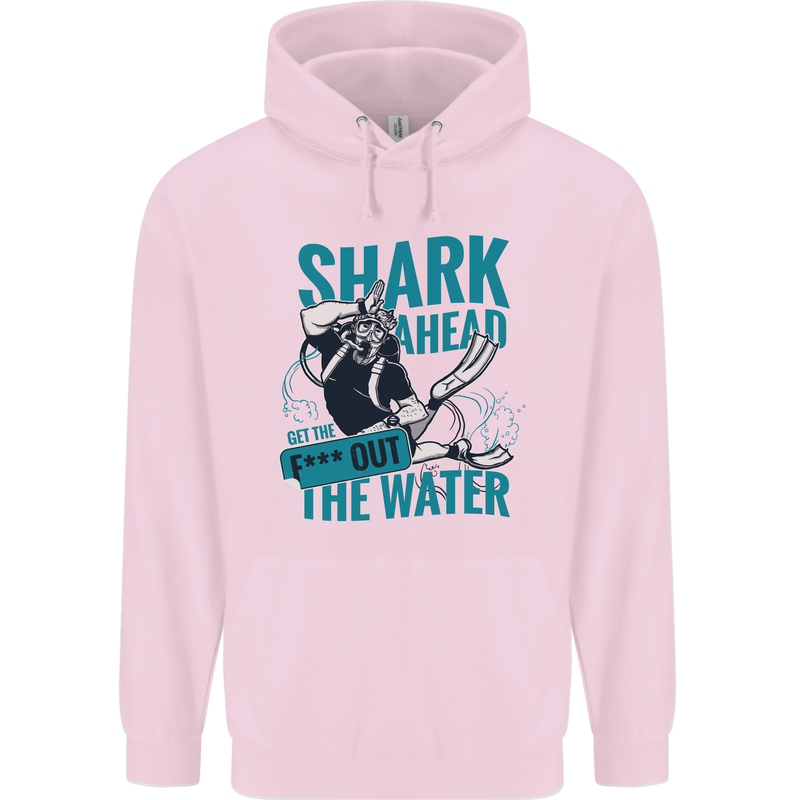 Shark Ahead Funny Diver Scuba Diving Childrens Kids Hoodie Light Pink