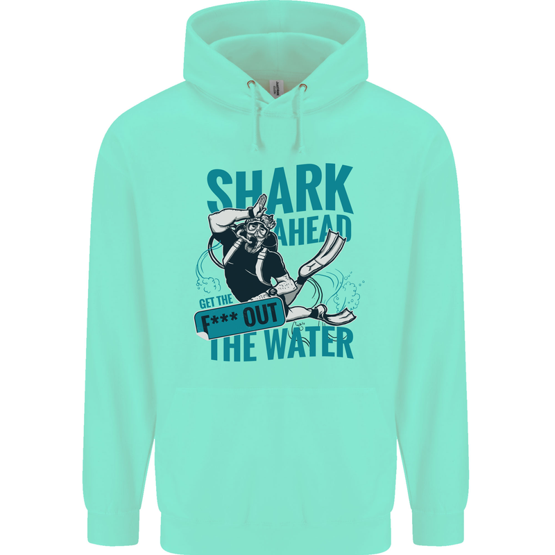 Shark Ahead Funny Diver Scuba Diving Childrens Kids Hoodie Peppermint
