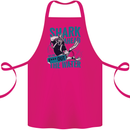 Shark Ahead Funny Diver Scuba Diving Cotton Apron 100% Organic Pink