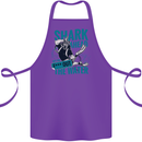 Shark Ahead Funny Diver Scuba Diving Cotton Apron 100% Organic Purple