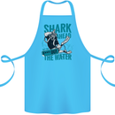 Shark Ahead Funny Diver Scuba Diving Cotton Apron 100% Organic Turquoise