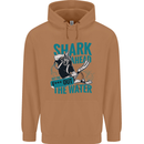 Shark Ahead Funny Diver Scuba Diving Mens 80% Cotton Hoodie Caramel Latte