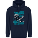 Shark Ahead Funny Diver Scuba Diving Mens 80% Cotton Hoodie Navy Blue