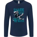 Shark Ahead Funny Diver Scuba Diving Mens Long Sleeve T-Shirt Navy Blue