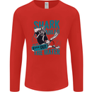 Shark Ahead Funny Diver Scuba Diving Mens Long Sleeve T-Shirt Red