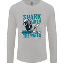 Shark Ahead Funny Diver Scuba Diving Mens Long Sleeve T-Shirt Sports Grey