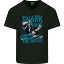 Shark Ahead Funny Diver Scuba Diving Mens V-Neck Cotton T-Shirt Black