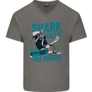 Shark Ahead Funny Diver Scuba Diving Mens V-Neck Cotton T-Shirt Charcoal