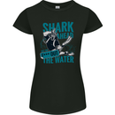 Shark Ahead Funny Diver Scuba Diving Womens Petite Cut T-Shirt Black