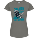 Shark Ahead Funny Diver Scuba Diving Womens Petite Cut T-Shirt Charcoal