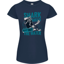 Shark Ahead Funny Diver Scuba Diving Womens Petite Cut T-Shirt Navy Blue