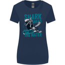 Shark Ahead Funny Diver Scuba Diving Womens Wider Cut T-Shirt Navy Blue