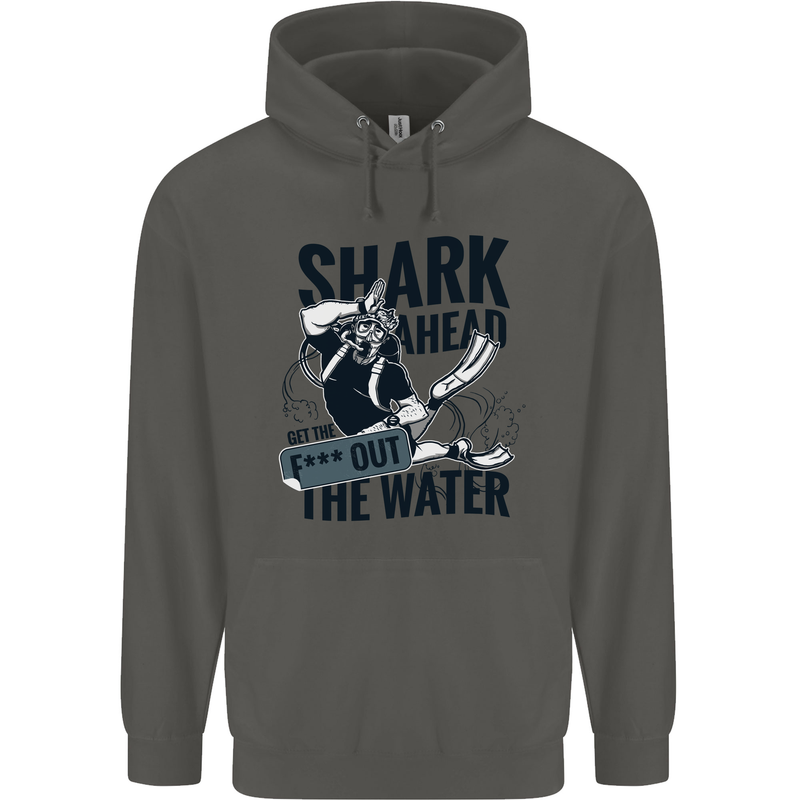 Shark Ahead Funny Scuba Diving Diver Childrens Kids Hoodie Storm Grey