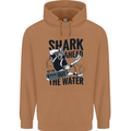 Shark Ahead Funny Scuba Diving Diver Mens 80% Cotton Hoodie Caramel Latte