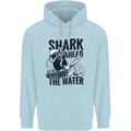 Shark Ahead Funny Scuba Diving Diver Mens 80% Cotton Hoodie Light Blue