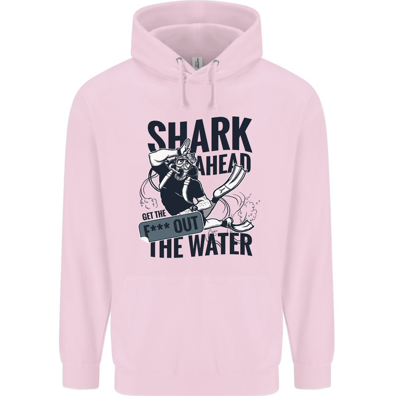Shark Ahead Funny Scuba Diving Diver Mens 80% Cotton Hoodie Light Pink