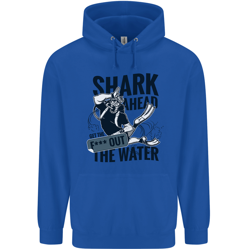 Shark Ahead Funny Scuba Diving Diver Mens 80% Cotton Hoodie Royal Blue