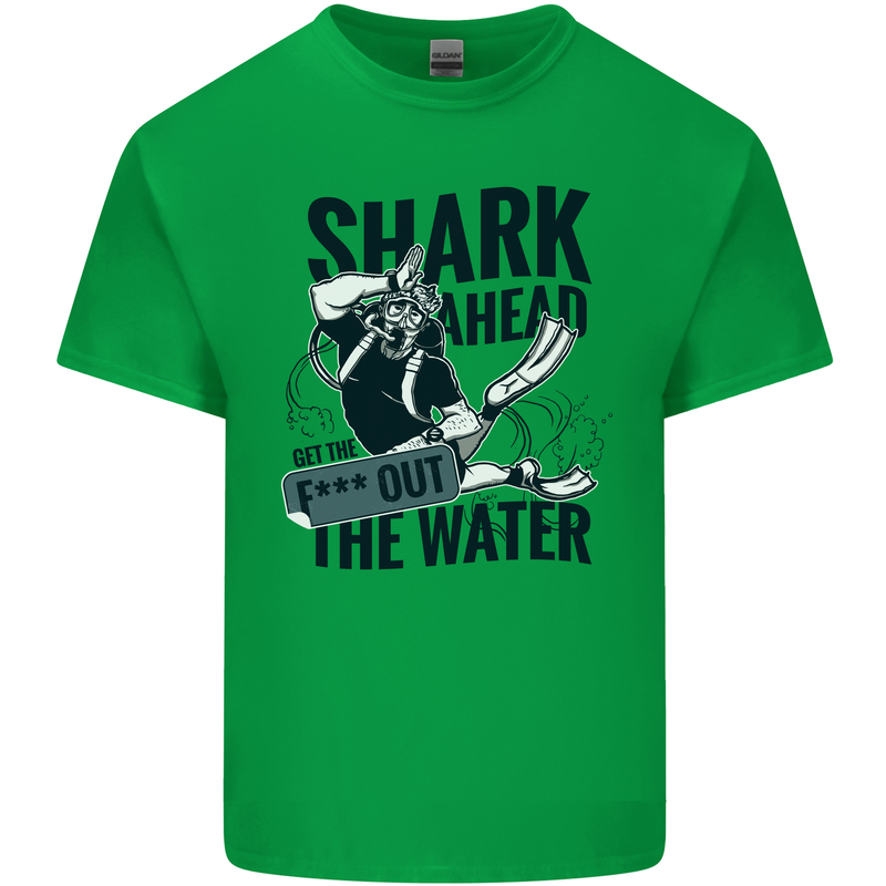 Shark Ahead Funny Scuba Diving Diver Mens Cotton T-Shirt Tee Top Irish Green