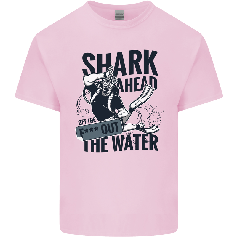 Shark Ahead Funny Scuba Diving Diver Mens Cotton T-Shirt Tee Top Light Pink