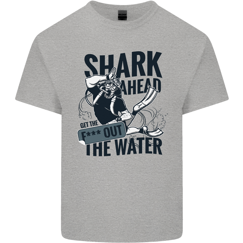 Shark Ahead Funny Scuba Diving Diver Mens Cotton T-Shirt Tee Top Sports Grey