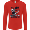 Shark Ahead Funny Scuba Diving Diver Mens Long Sleeve T-Shirt Red