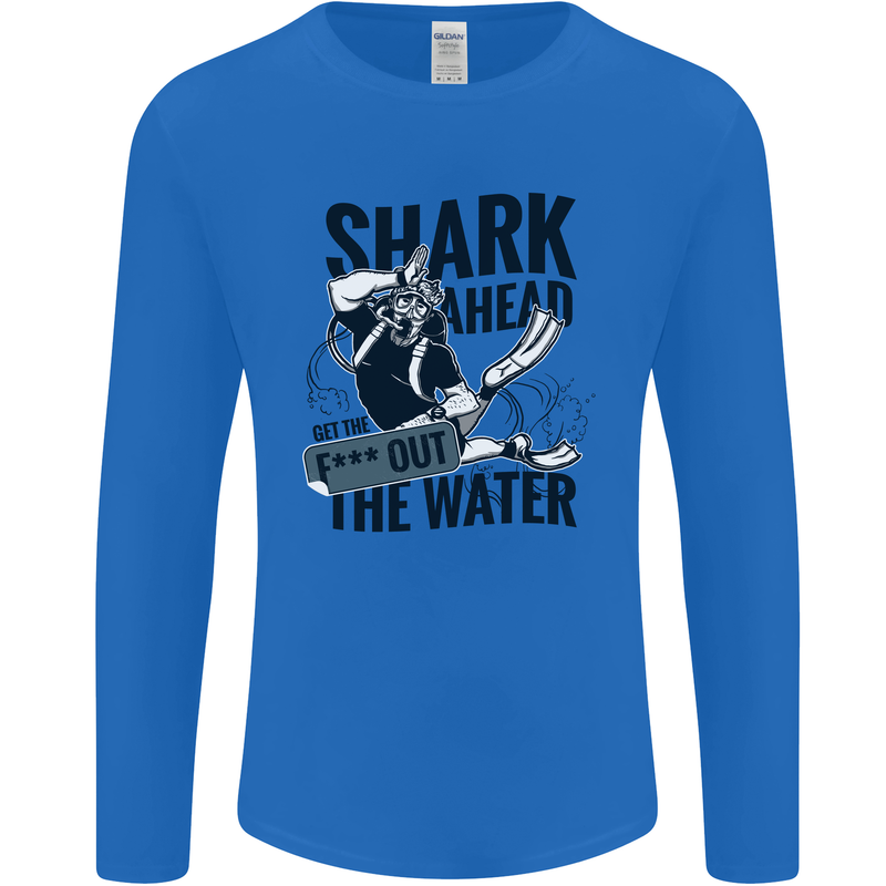 Shark Ahead Funny Scuba Diving Diver Mens Long Sleeve T-Shirt Royal Blue