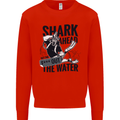 Shark Ahead Funny Scuba Diving Diver Mens Sweatshirt Jumper Bright Red