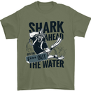Shark Ahead Funny Scuba Diving Diver Mens T-Shirt 100% Cotton Military Green