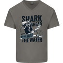 Shark Ahead Funny Scuba Diving Diver Mens V-Neck Cotton T-Shirt Charcoal