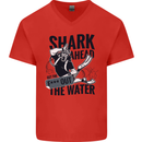 Shark Ahead Funny Scuba Diving Diver Mens V-Neck Cotton T-Shirt Red
