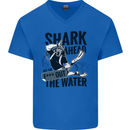 Shark Ahead Funny Scuba Diving Diver Mens V-Neck Cotton T-Shirt Royal Blue
