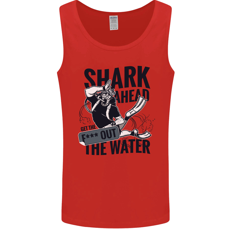 Shark Ahead Funny Scuba Diving Diver Mens Vest Tank Top Red