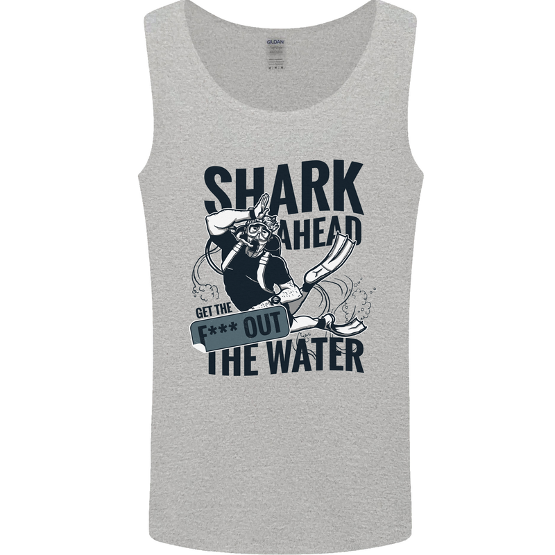 Shark Ahead Funny Scuba Diving Diver Mens Vest Tank Top Sports Grey