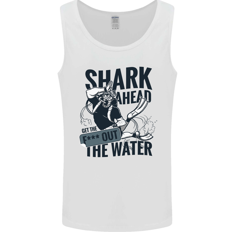 Shark Ahead Funny Scuba Diving Diver Mens Vest Tank Top White