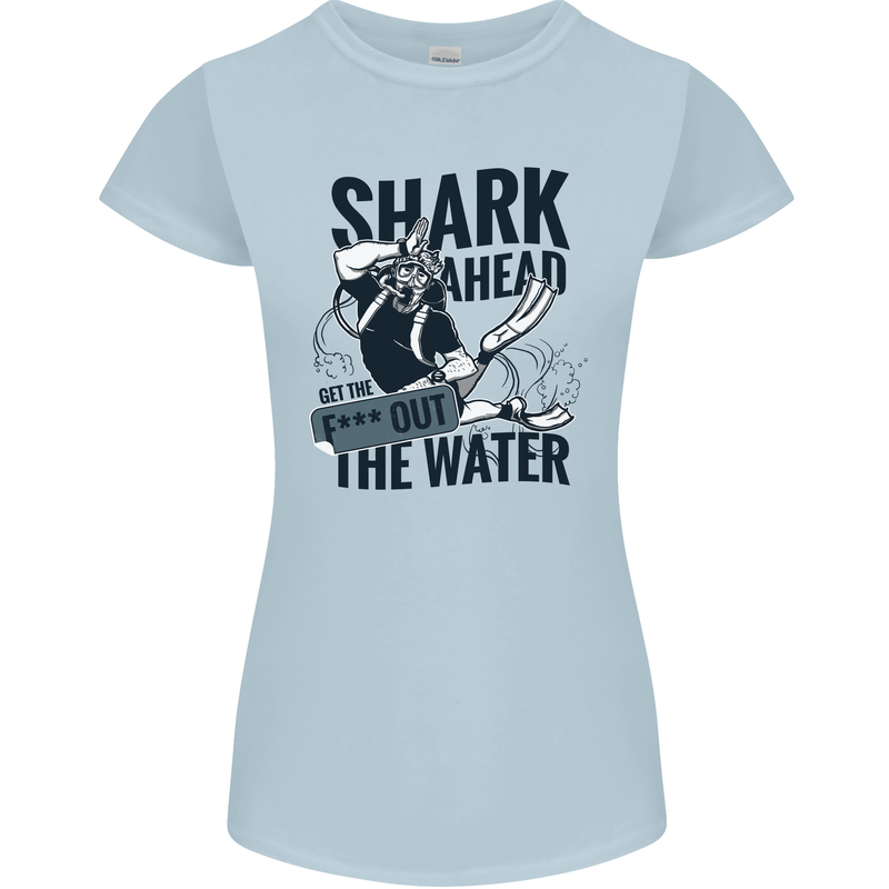 Shark Ahead Funny Scuba Diving Diver Womens Petite Cut T-Shirt Light Blue