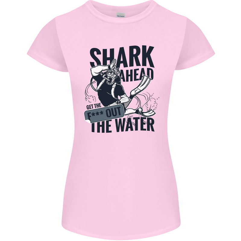 Shark Ahead Funny Scuba Diving Diver Womens Petite Cut T-Shirt Light Pink