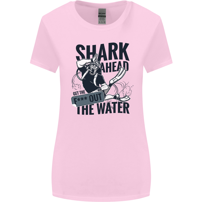 Shark Ahead Funny Scuba Diving Diver Womens Wider Cut T-Shirt Light Pink