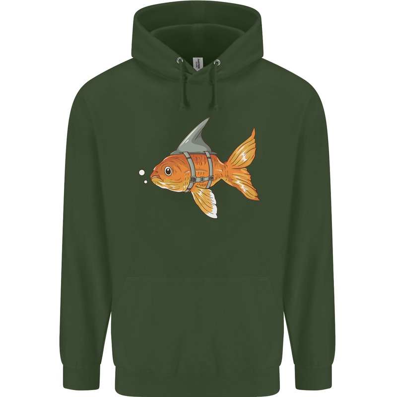 Shark Wannabe Funny Goldfish Sea Fishing Childrens Kids Hoodie Forest Green
