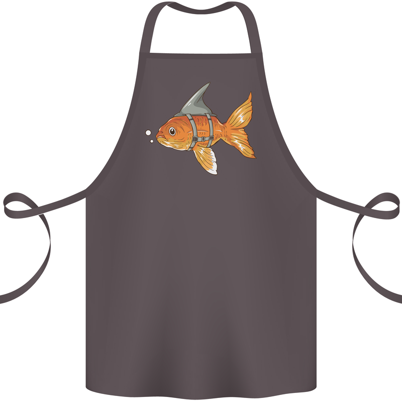 Shark Wannabe Funny Goldfish Sea Fishing Cotton Apron 100% Organic Dark Grey