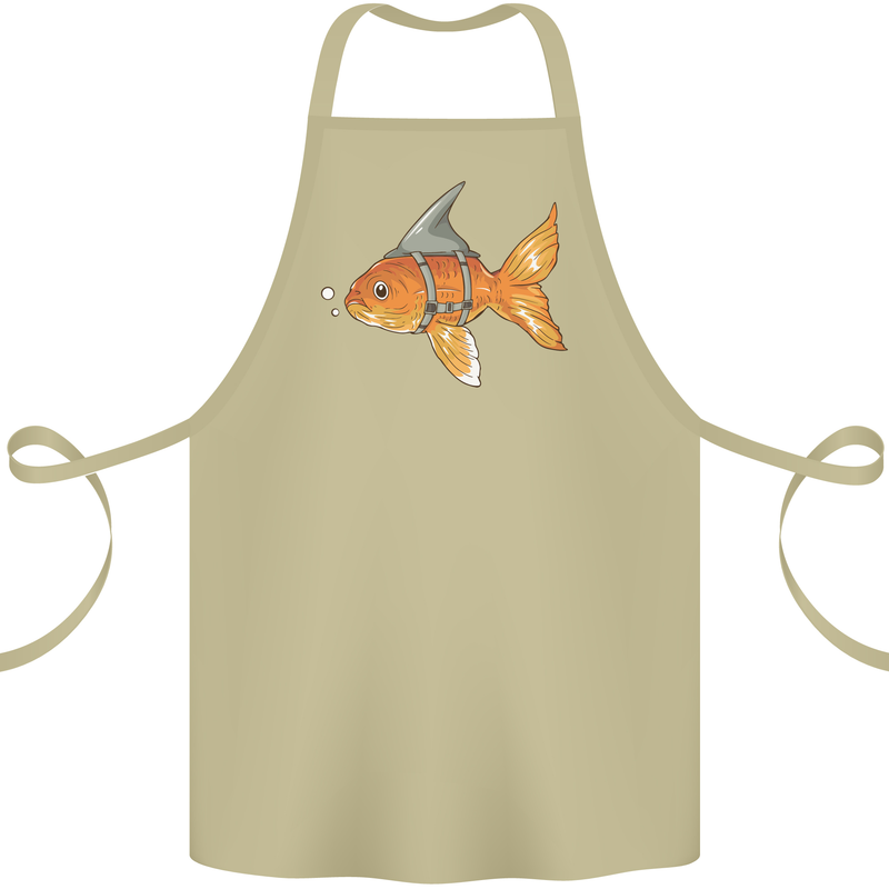Shark Wannabe Funny Goldfish Sea Fishing Cotton Apron 100% Organic Khaki