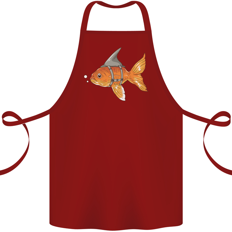 Shark Wannabe Funny Goldfish Sea Fishing Cotton Apron 100% Organic Maroon