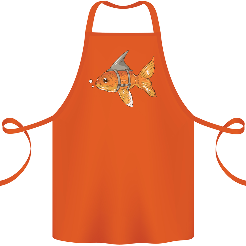 Shark Wannabe Funny Goldfish Sea Fishing Cotton Apron 100% Organic Orange