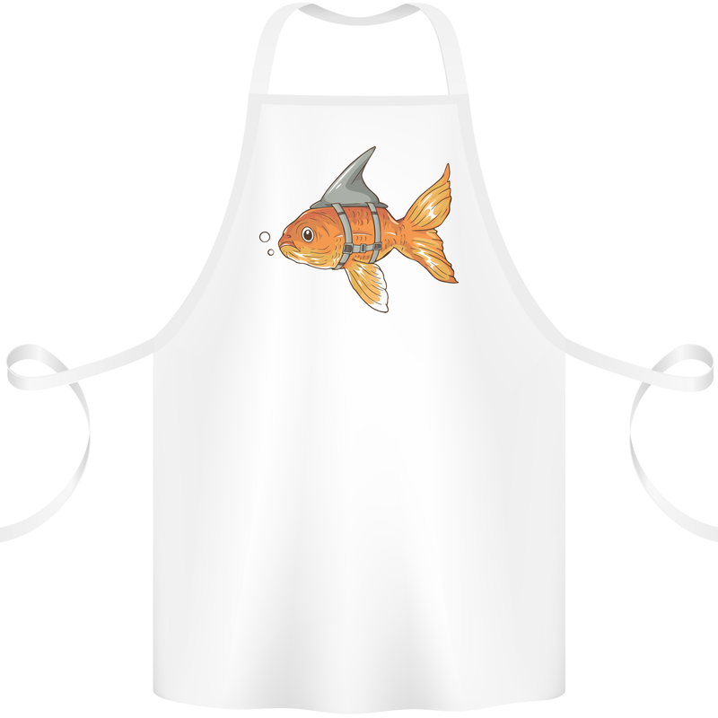 Shark Wannabe Funny Goldfish Sea Fishing Cotton Apron 100% Organic White